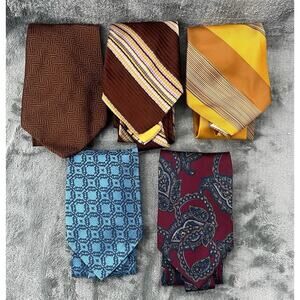 Lot of 5 Vintage 1970s Wide Men’s Neckties Wembley, Signorcelli, Michael Daniel